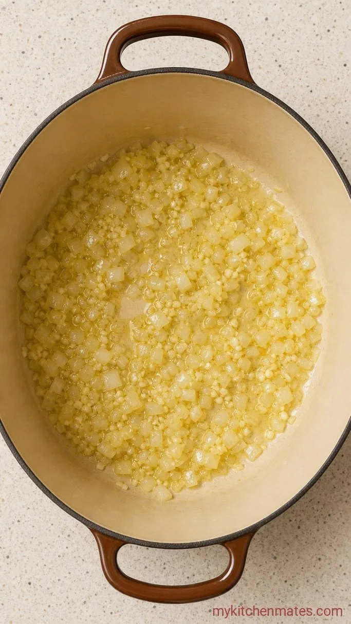 Creamy Green Enchilada Chicken Soup (30 Minutes) Step 1: Sauté the Aromatics
