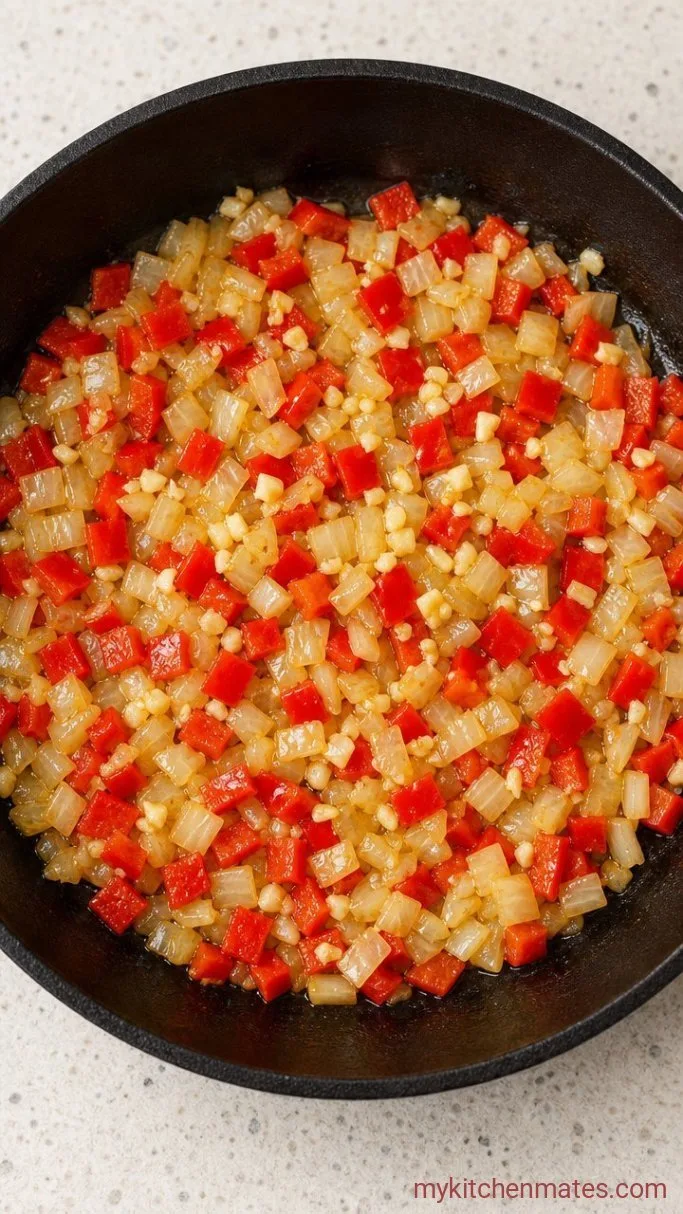 One-Pan Mediterranean Ground Beef Stir Fry Step 1: Sauté the Aromatics