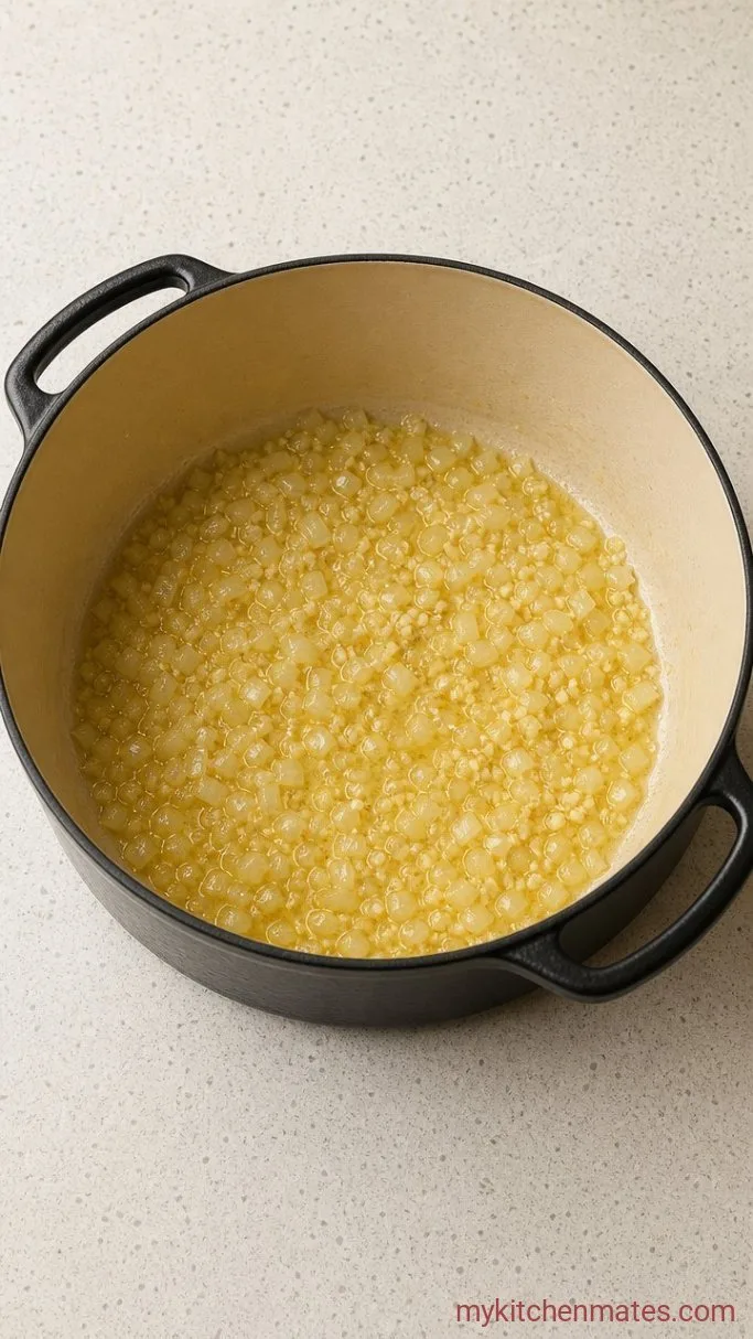 Creamy Zucchini Corn Chowder Step 1: Sauté the Aromatics