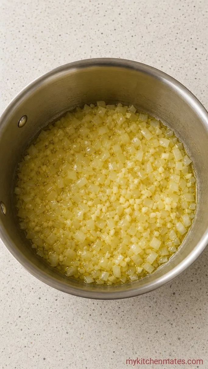 Creamy Cottage Cheese Tomato Soup (High Protein) Step 1: Sauté the Aromatics