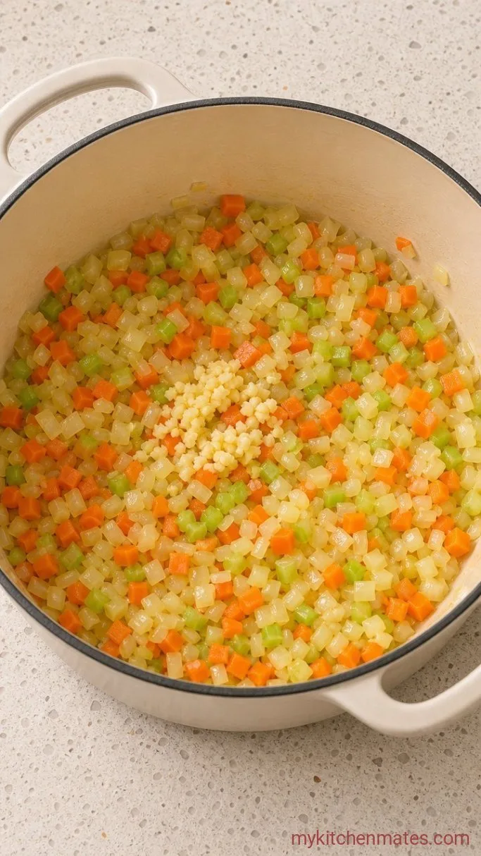 One-Pot Creamy Dixie Stampede Vegetable Soup Step 1: Sauté the Aromatics