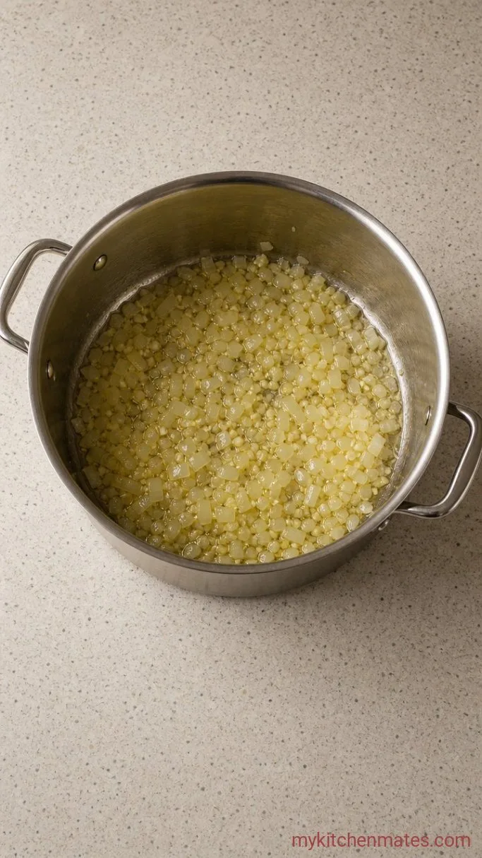 Creamy Mushroom Rice Soup (One-Pot, 30 Minutes) Step 1: Sauté the Aromatics