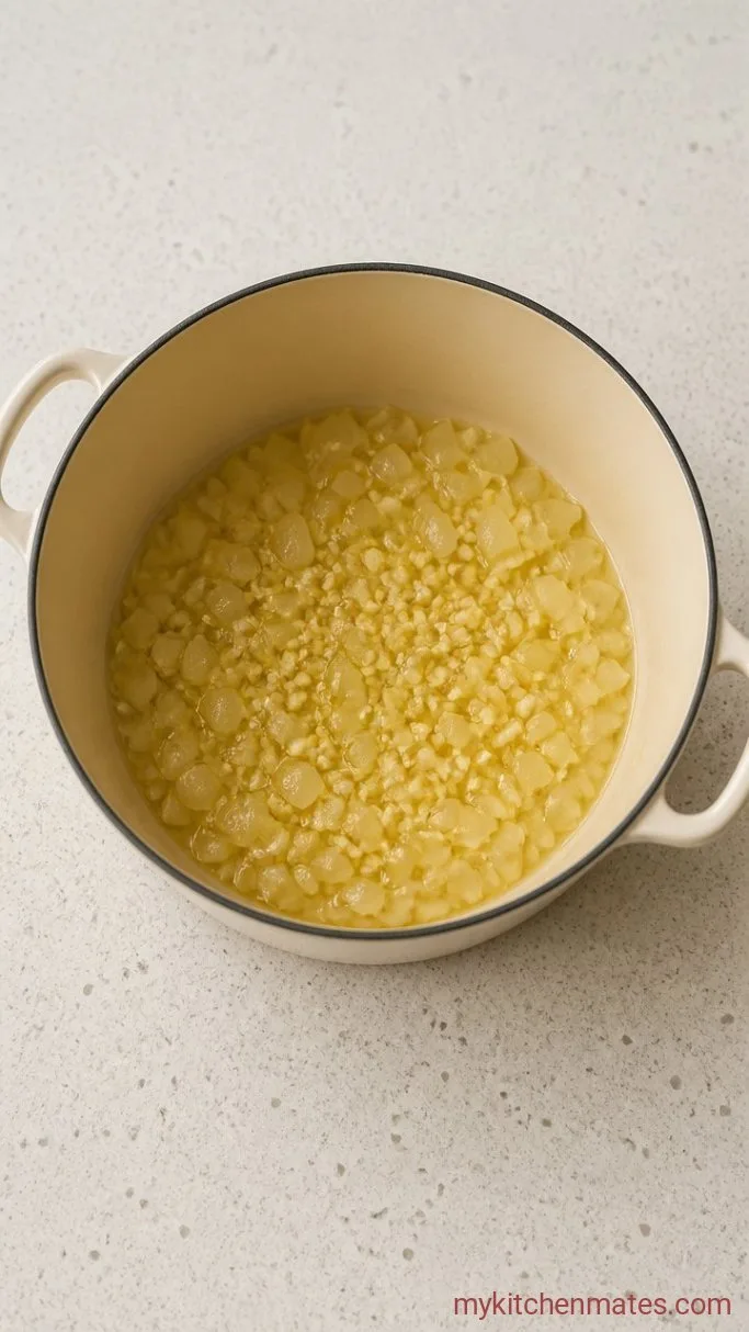 30-Minute Creamy Tomato Parmesan Soup Step 1: Sauté the Aromatics