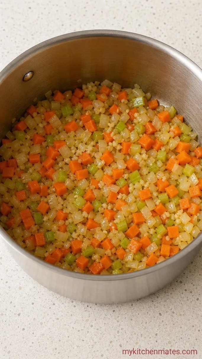 Hearty Tomato Vegetable Soup in 30 Minutes Step 1: Sauté the Aromatics