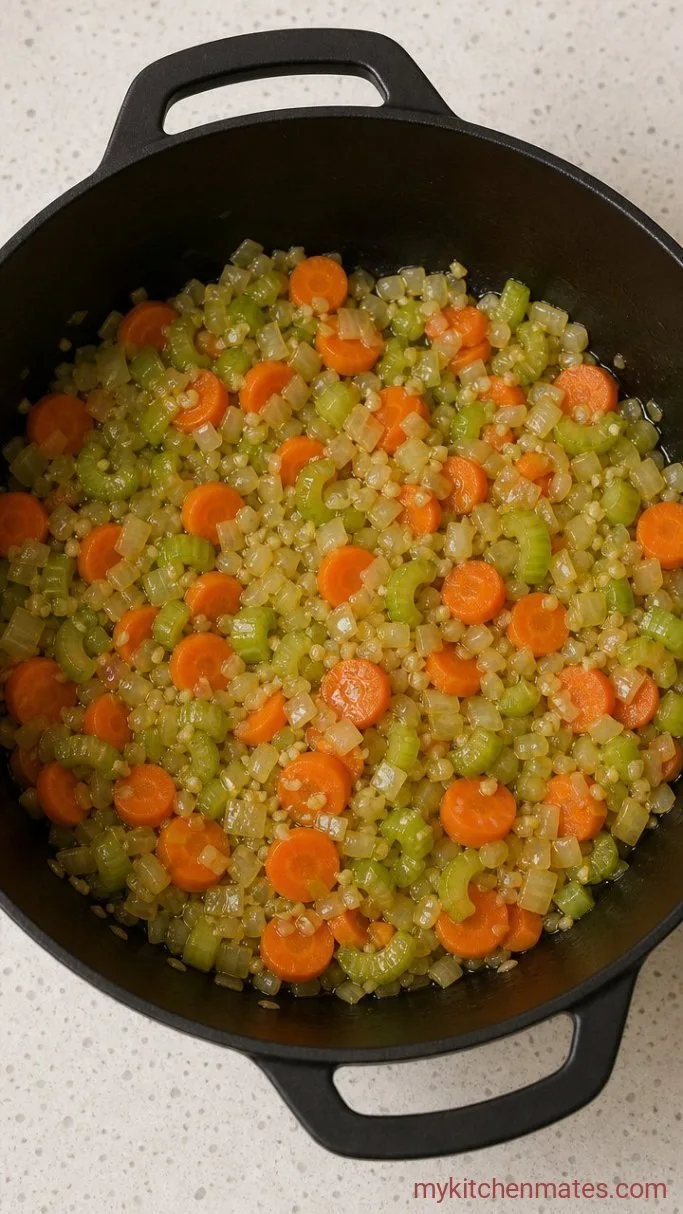 30-Minute Vegetable Broth Soup Step 1: Sauté the Aromatics
