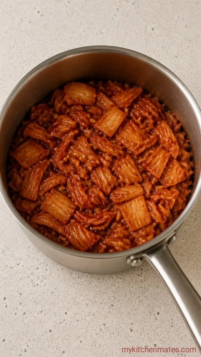 10-Minute Kimchi Ramen Step 1: Sauté the Kimchi