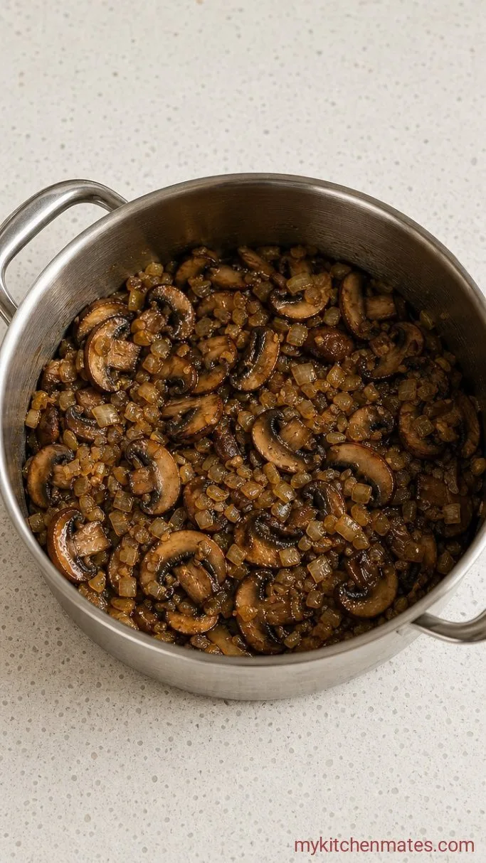 Quick Gluten Free Cream of Mushroom Soup Step 1: Sauté the Mushrooms and Aromatics