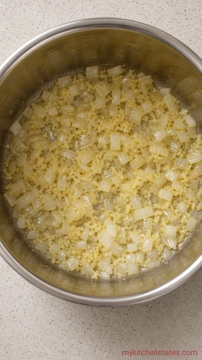 25-Minute Instant Pot Chicken Curry Step 1: Sauté the Onion and Aromatics