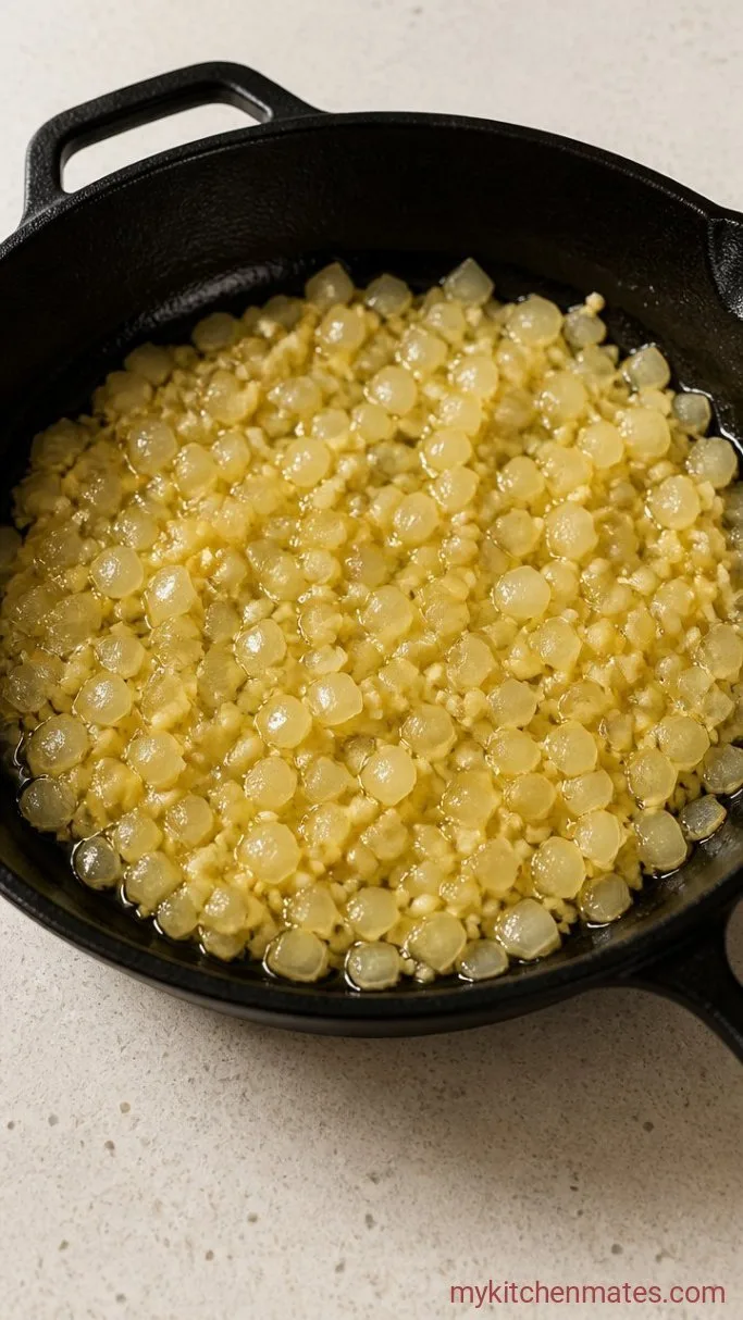 Crockpot Black-Eyed Peas (No Soak, Creamy) Step 1: Sauté the Onion and Garlic