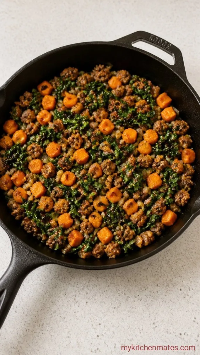 Make-Ahead Paleo Breakfast Casserole with Sausage and Sweet Potatoes Step 1: Sauté the Sausage and Vegetables