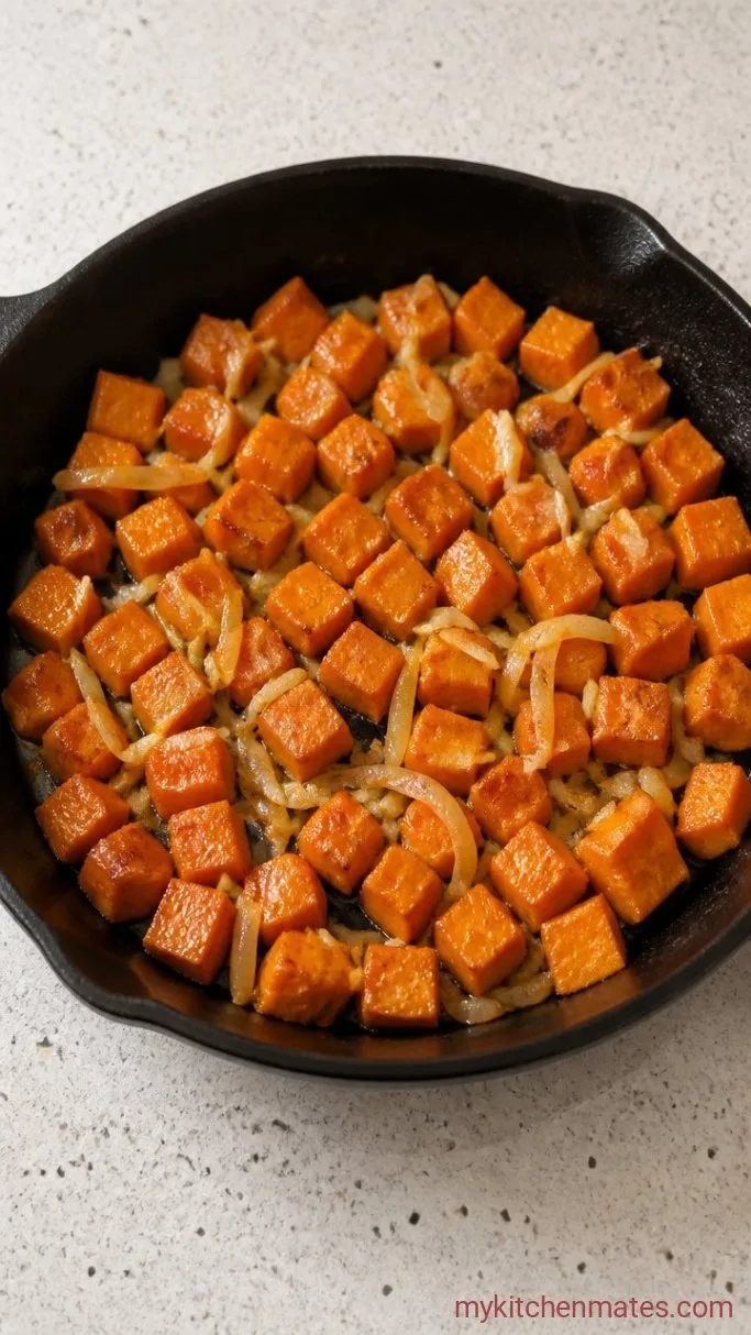 One-Skillet Sweet Potato Frittata Step 1: Sauté the Sweet Potatoes