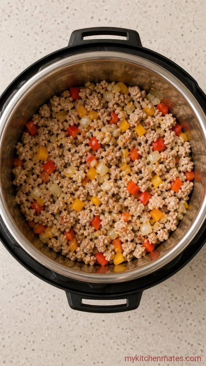 30-Minute Instant Pot Turkey Chili Step 1: Sauté the Turkey and Vegetables