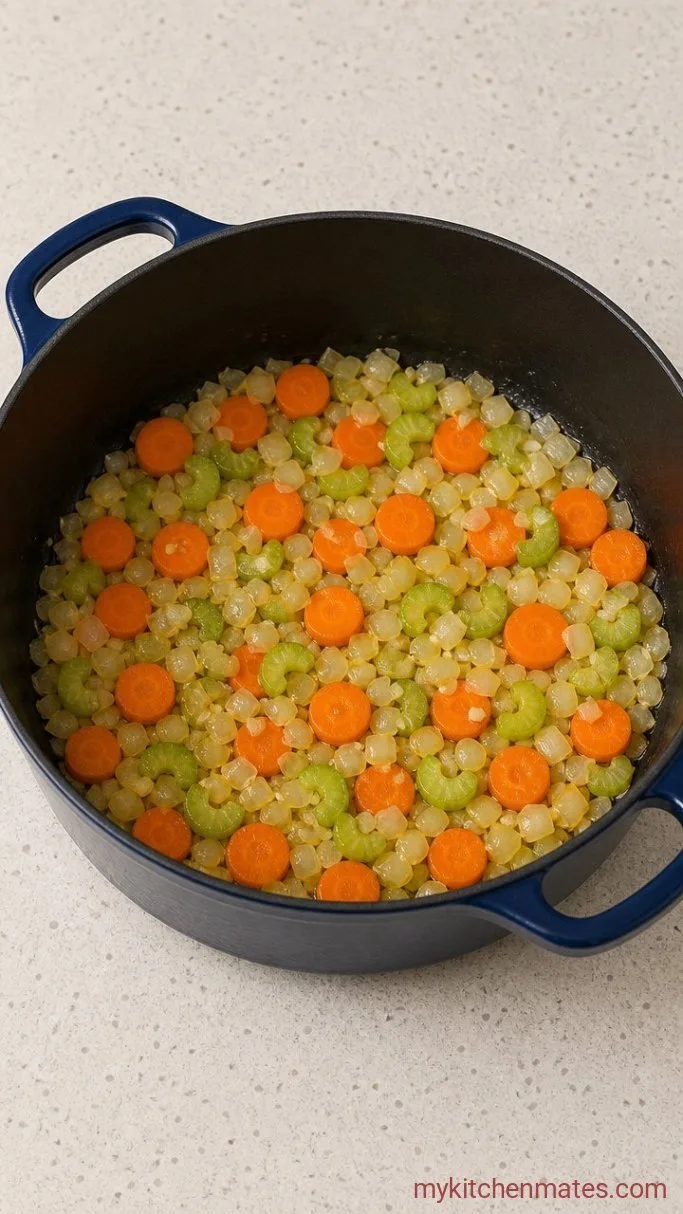 Easy Leftover Turkey Rice Soup Step 1: Sauté the Vegetables