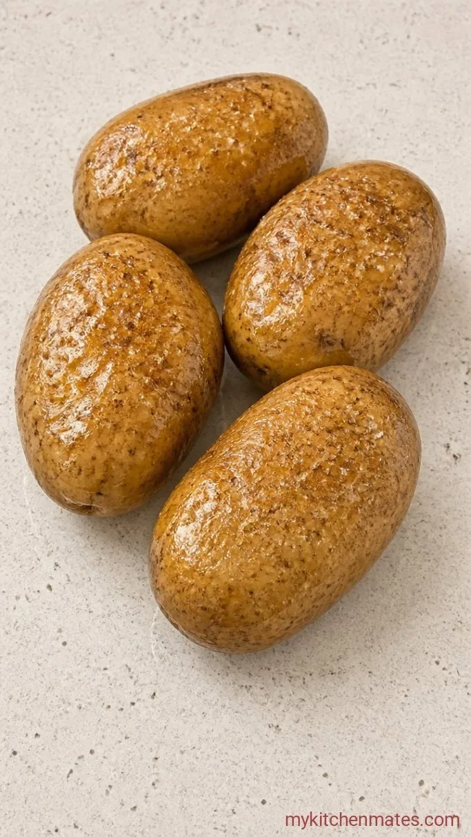 Crispy Air Fryer Baked Potatoes Step 1: Scrub and Oil the Potatoes