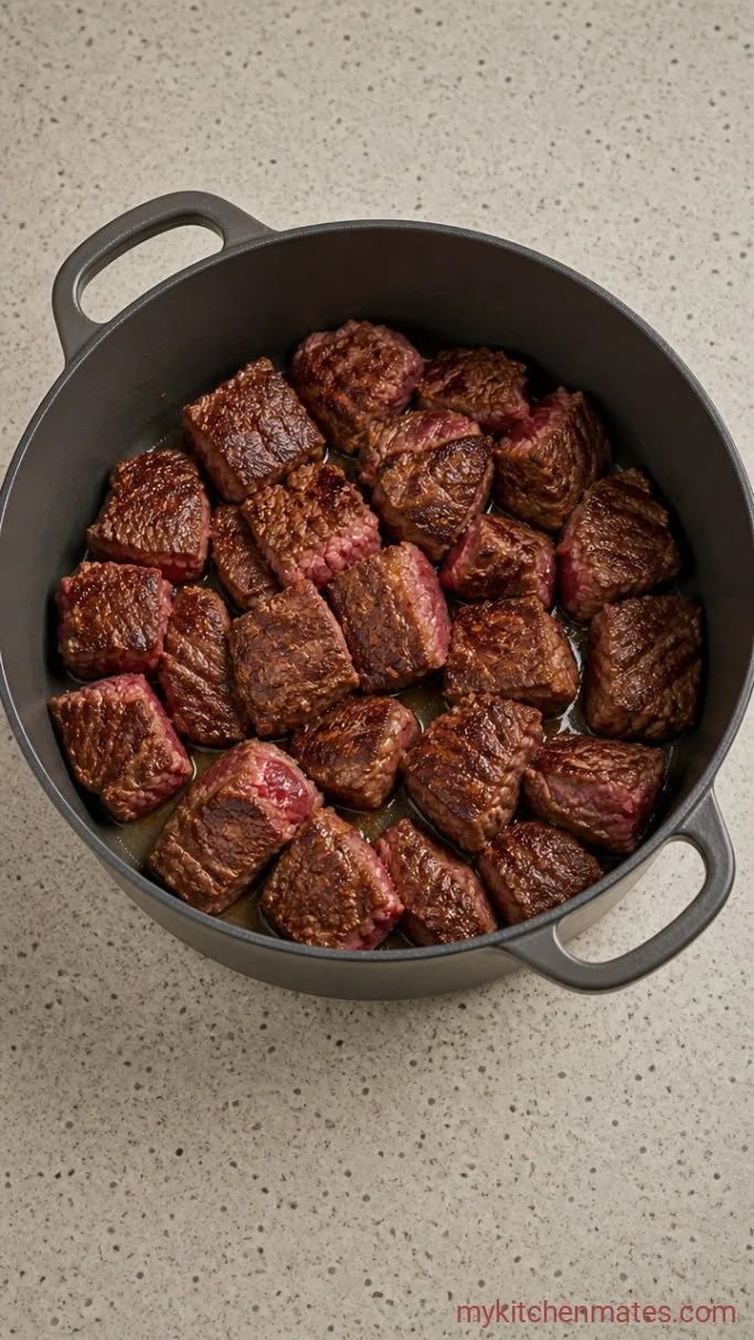 One-Pot Vegetable Beef Soup for Chilly Weeknights Step 1: Sear the Beef