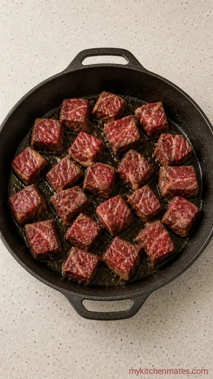Tender Beef Stroganoff with Stew Meat Step 1: Sear the Beef