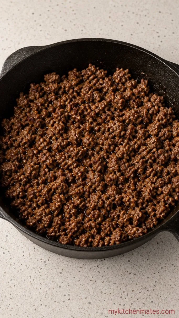 30-Minute Ground Beef Skillet with Black Beans and Corn Step 1: Sear the Beef