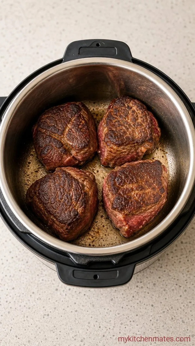 Juicy Instant Pot Shredded Beef (Ready in 60 Minutes) Step 1: Sear the Beef