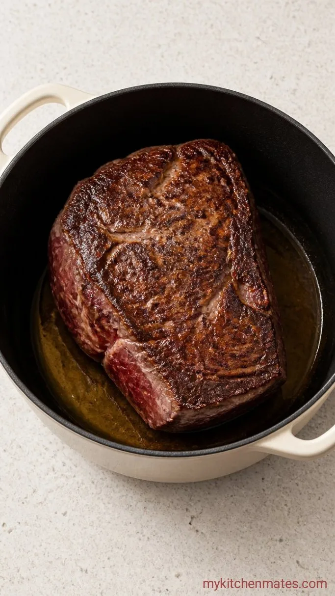 Slow-Cooker Shredded Beef Burritos Step 1: Sear the Beef