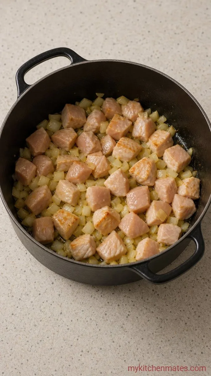 Creamy Chicken Enchilada Soup (One Pot, 30 Minutes) Step 1: Sear the Chicken and Onions
