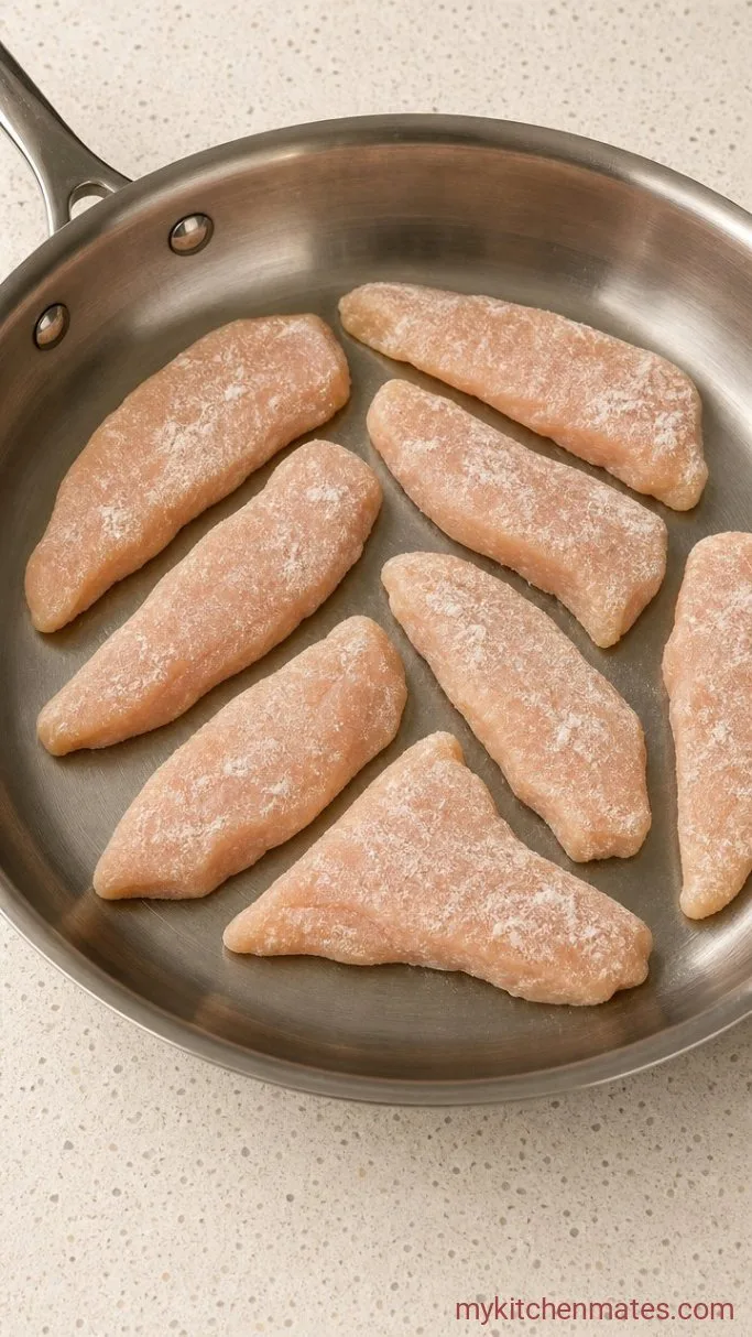 Copycat Olive Garden Chicken Alfredo (Creamy & Garlicky) Step 1: Sear the Chicken Strips