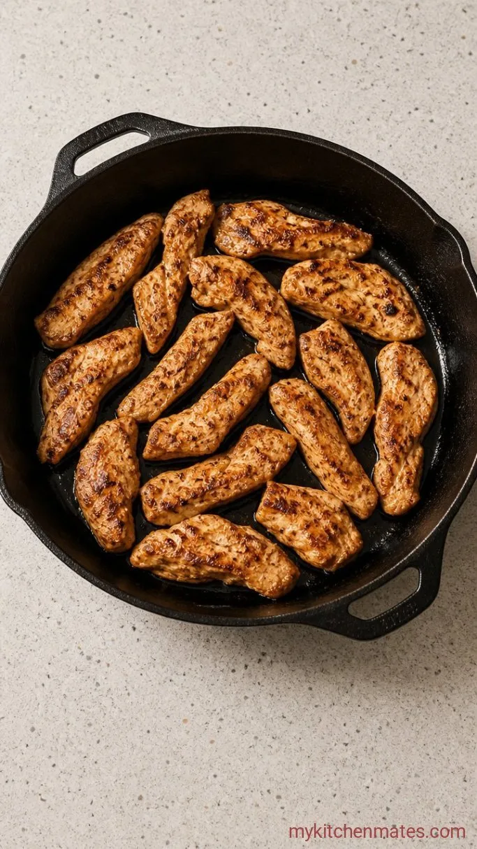 20-Minute BBQ Chicken Wraps Step 1: Sear the Chicken Strips