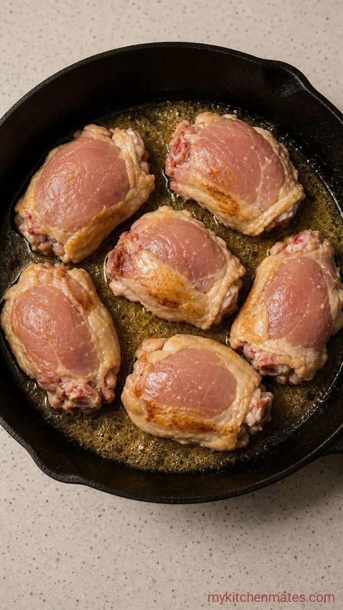 Crockpot Garlic Butter Chicken Thighs Step 1: Sear the Chicken Thighs