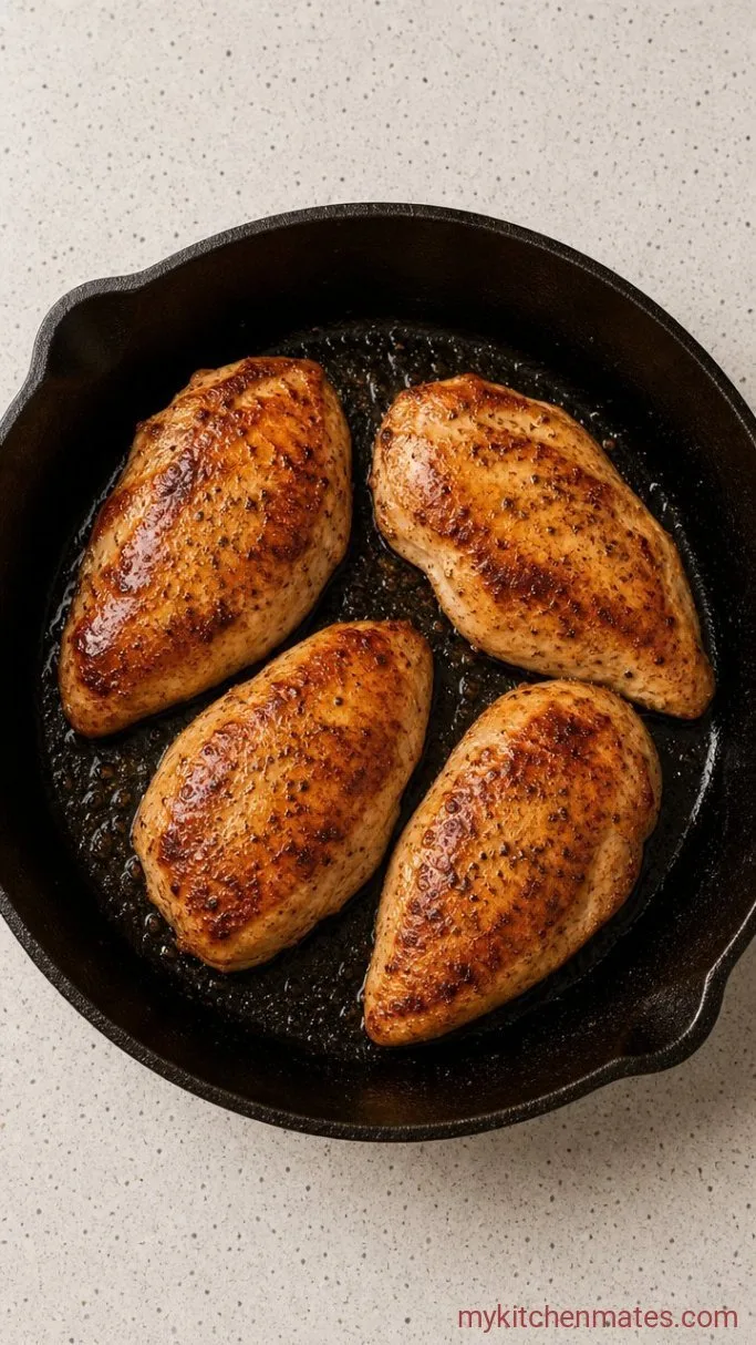 Quick Pesto Chicken Breast with Mozzarella Step 1: Sear the Chicken