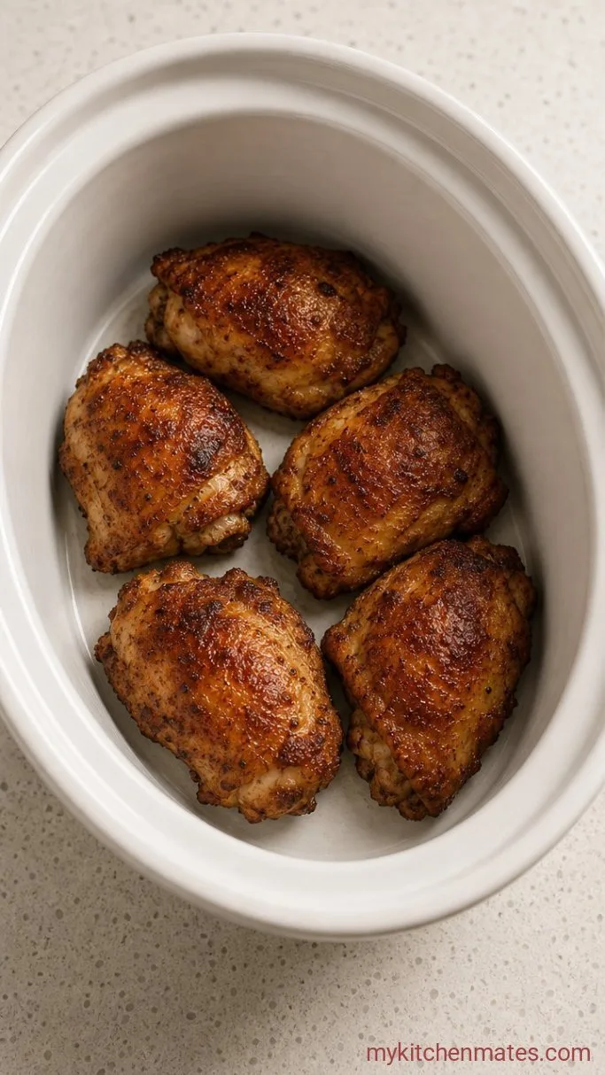Creamy Crockpot Chicken and Noodles Step 1: Sear the Chicken