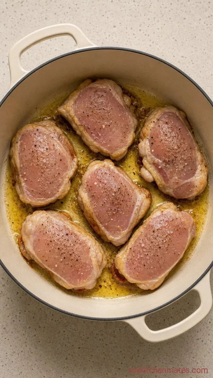 One-Pot Chicken and Rice with Crispy Skin Step 1: Sear the Chicken