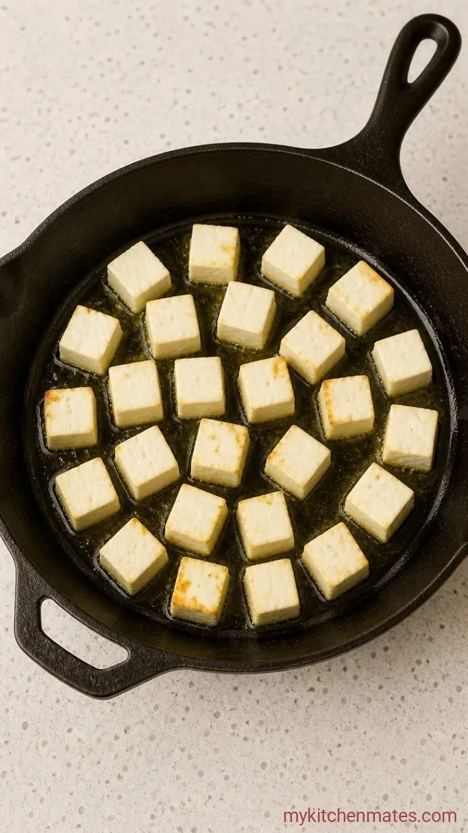 Restaurant-Style Vegetarian Butter Chicken (Ready in 30 Minutes) Step 1: Sear the Paneer