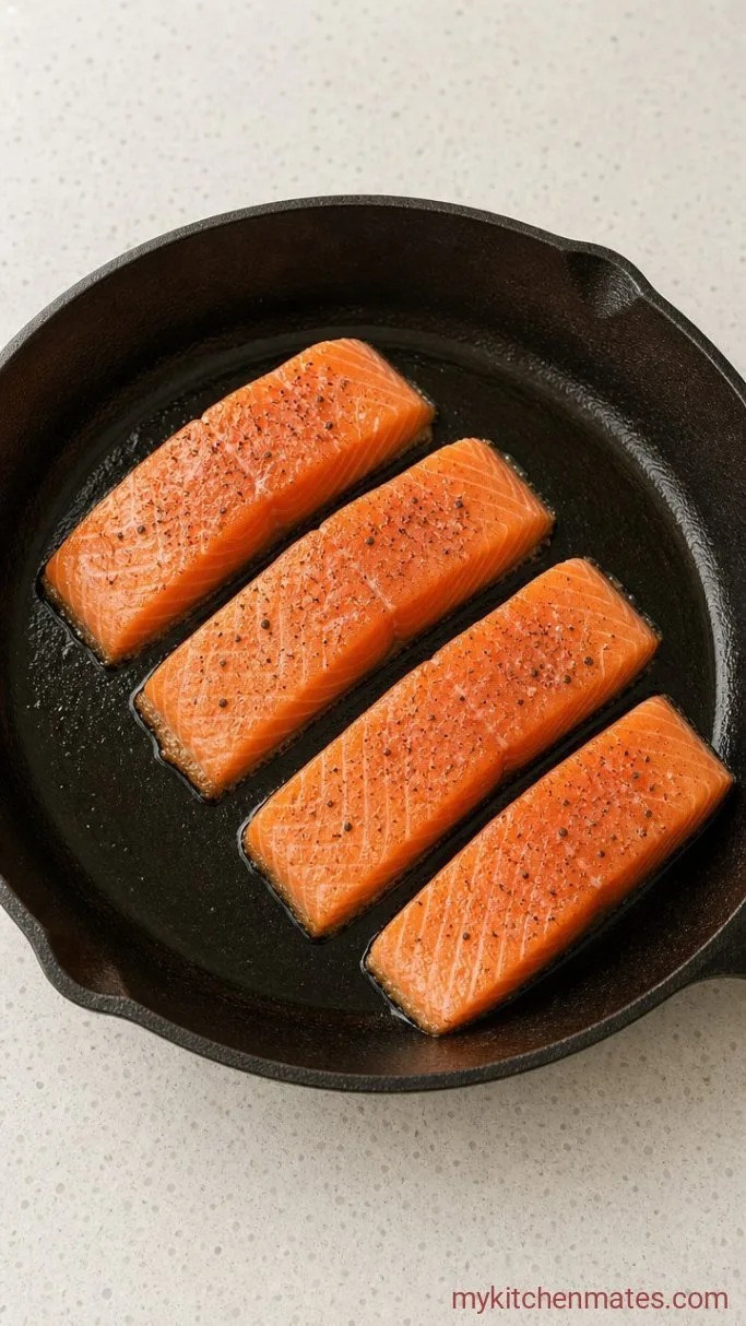 20-Minute Sticky Honey Pineapple Salmon Step 1: Sear the Salmon