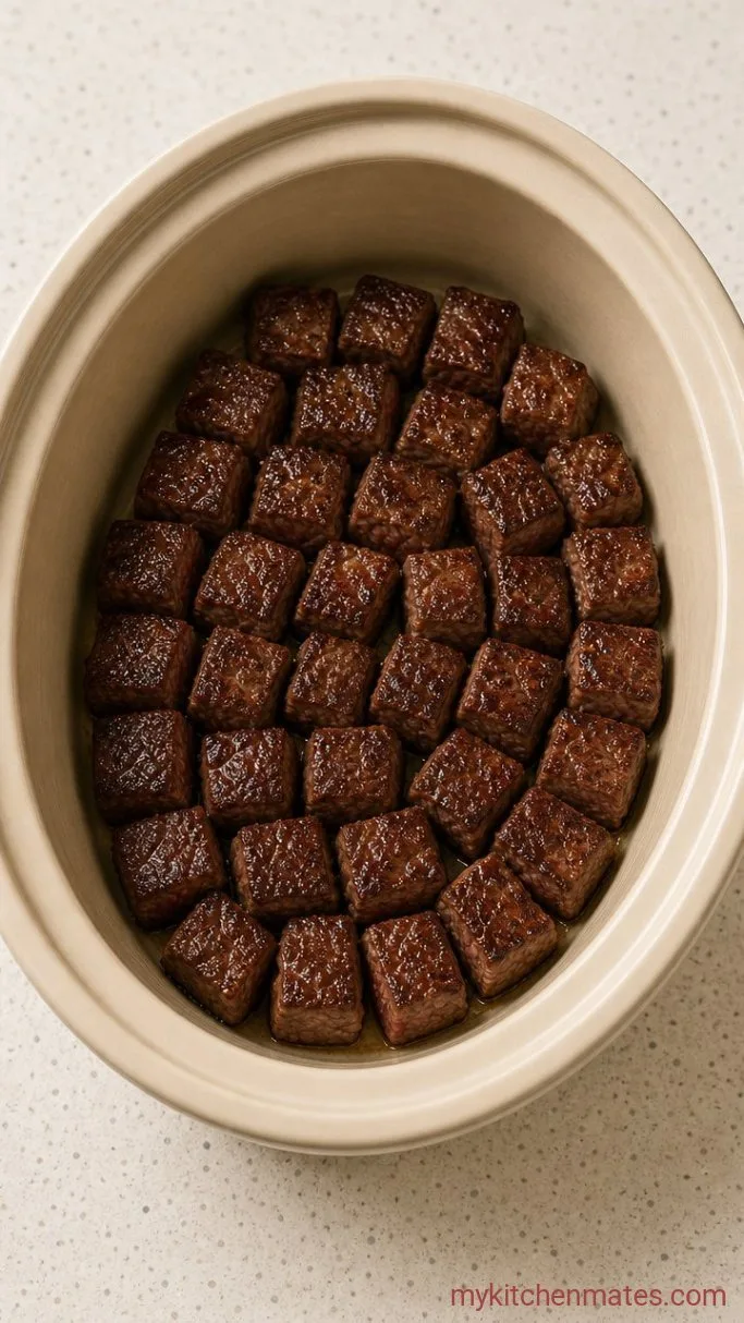 Crockpot Steak Bites with Savory Garlic Butter Sauce Step 1: Sear the Steak Bites