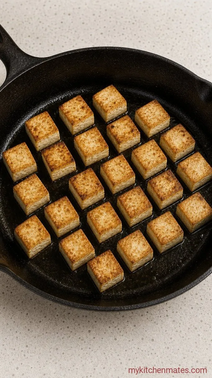 One-Pan Creamy Vegan Butter Chicken Step 1: Sear the Tofu