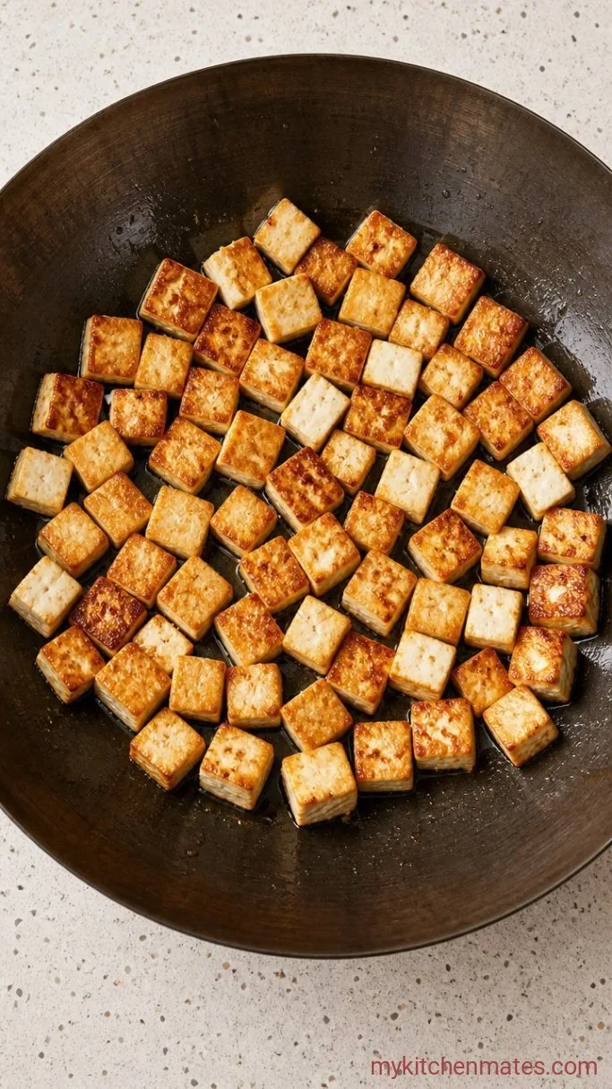 20-Minute Vegan Fried Rice with Crispy Tofu Step 1: Sear the Tofu