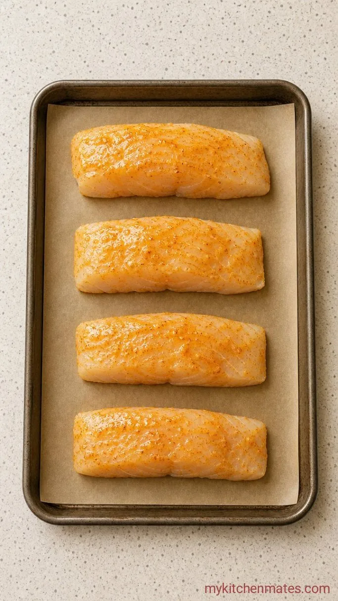 Crispy Baked Panko Crusted Cod Step 1: Season and Brush the Cod