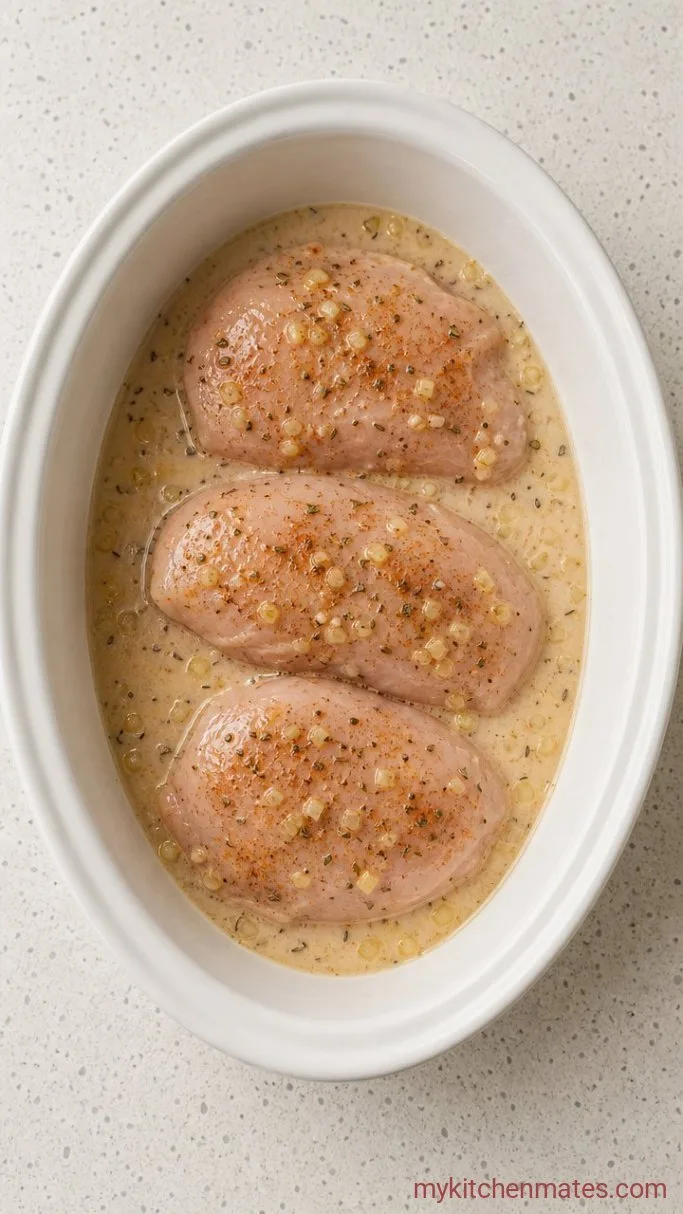 Creamy Crockpot Chicken Broccoli Rice Step 1: Season and Cook the Chicken