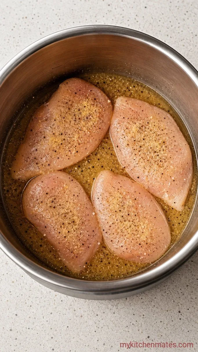 Juicy Instant Pot Shredded Chicken (Ready in 15 Minutes) Step 1: Season and Load the Pot