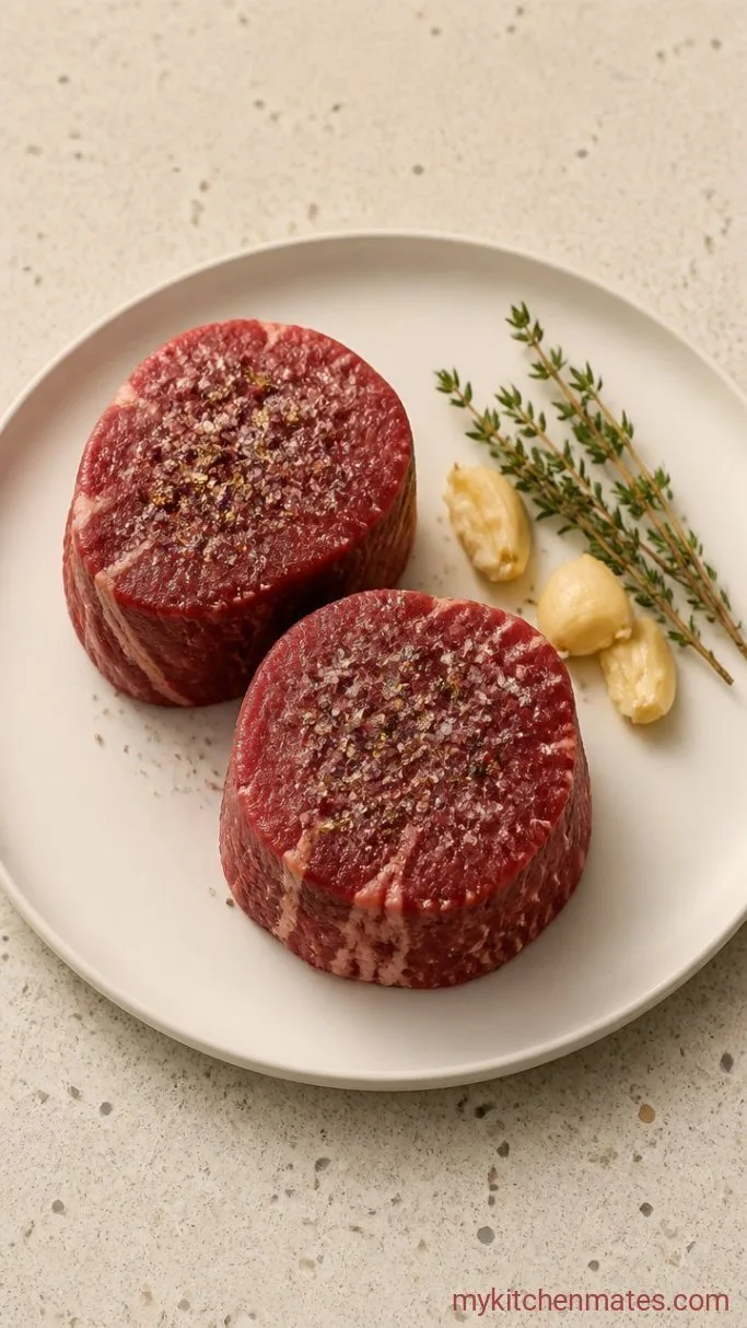 Cast Iron Filet Mignon with Garlic Butter Step 1: Season and Prep the Steaks