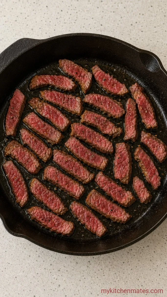 30-Minute Beef and Pepper Rice Bowls Step 1: Season and Sear the Beef