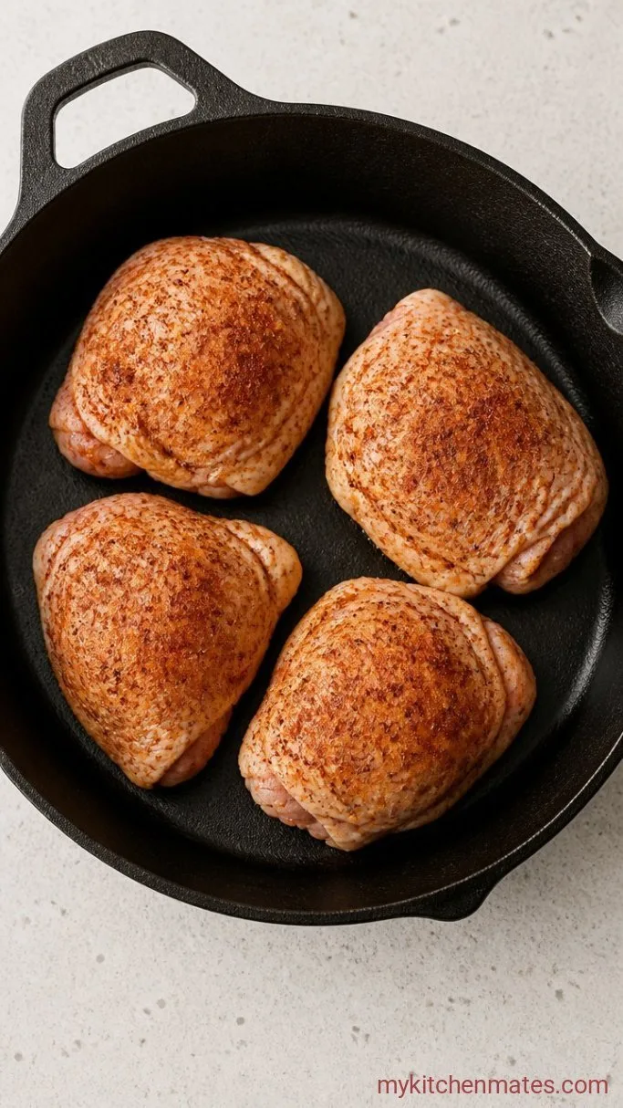 45-Minute Crispy Baked Keto Chicken Thighs Step 1: Season and Sear the Chicken