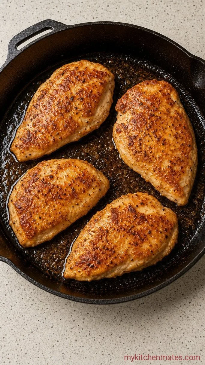 Quick Chicken with Buttered Noodles Step 1: Season and Sear the Chicken
