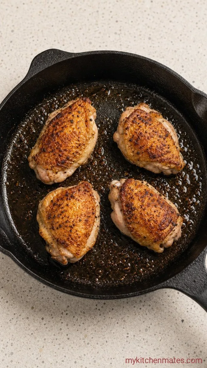 30-Minute Smothered Chicken with Creamy Gravy Step 1: Season and Sear the Chicken
