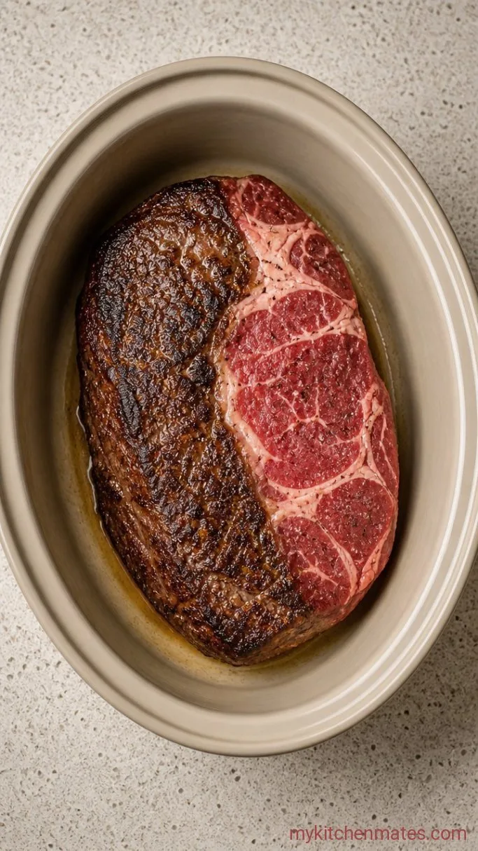Fall-Apart Tender Crockpot Chuck Roast Step 1: Season and Sear the Roast