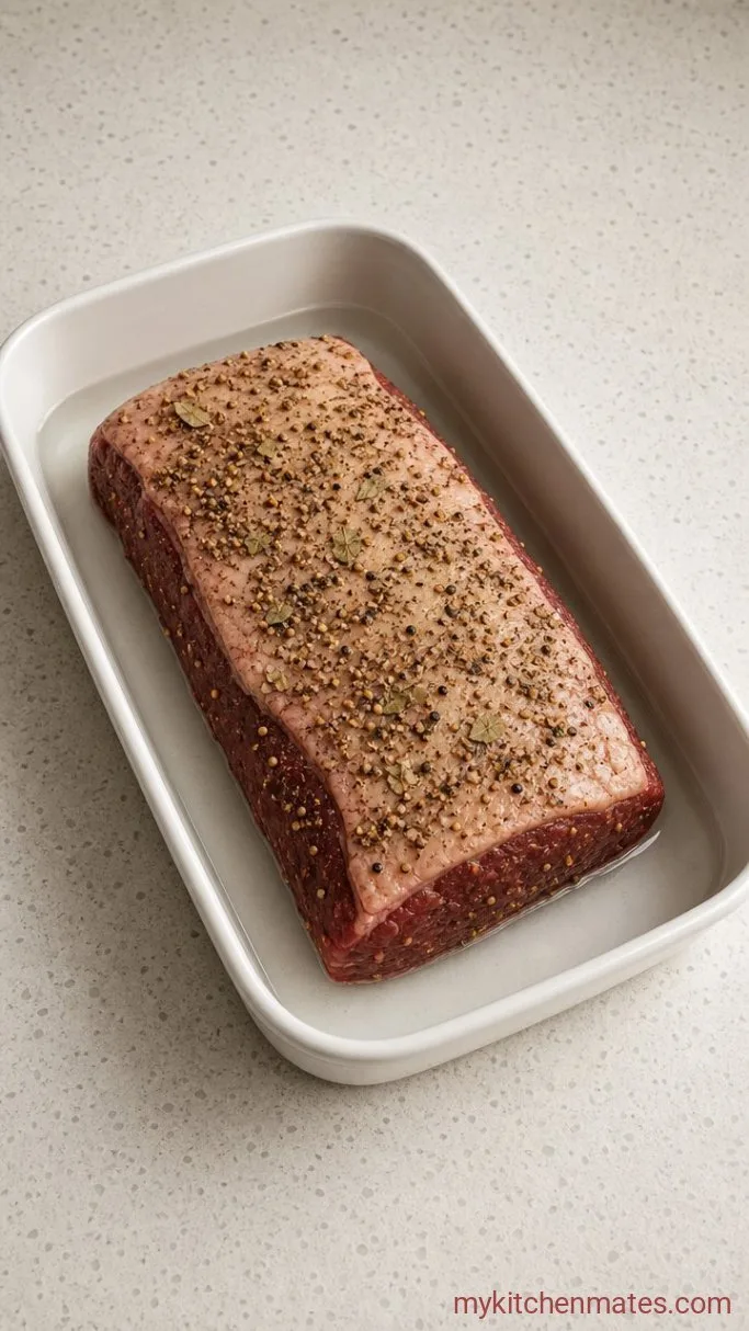 Baked Corned Beef with Sticky Mustard Glaze Step 1: Season and Set the Brisket