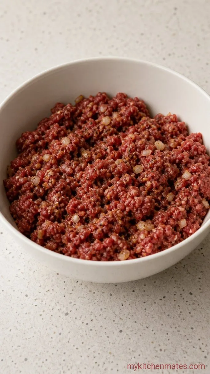Quick Cheesy Cheeseburger Sliders Step 1: Season the Beef