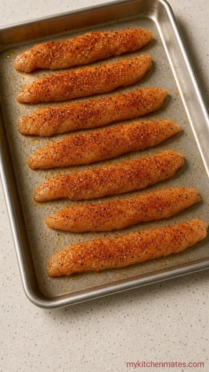 Sticky Baked BBQ Chicken Tenders (30 Minutes) Step 1: Season the Chicken and Arrange on the Pan