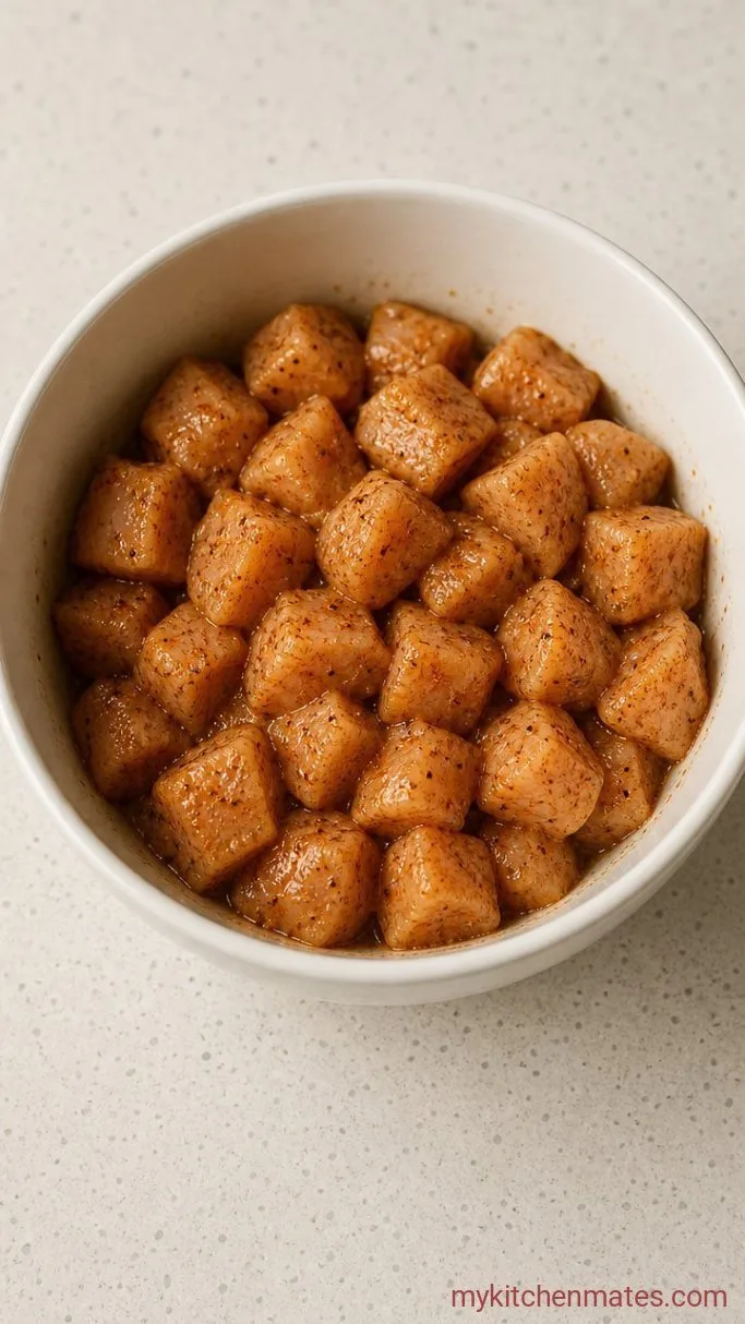 15-Minute Air Fryer Chicken Breast Bites Step 1: Season the Chicken
