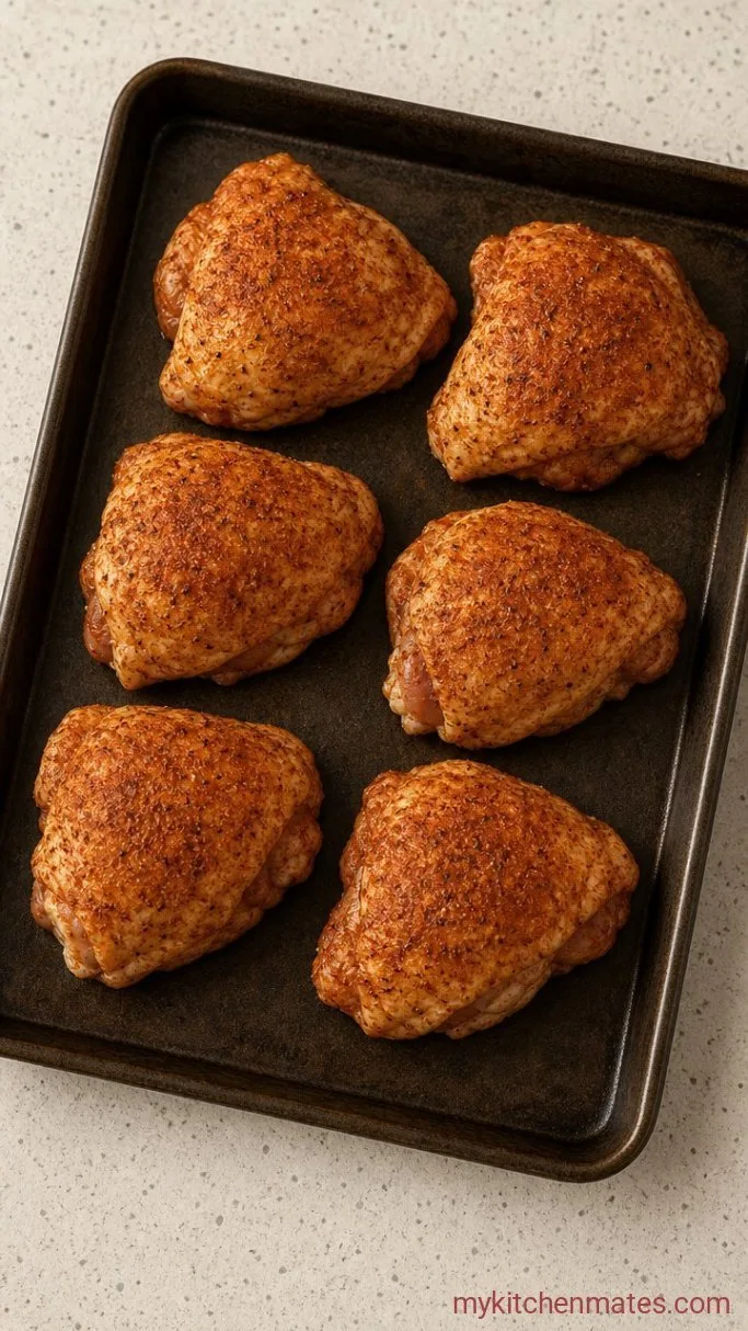 Crispy Sheet Pan Chicken Thighs with Roasted Vegetables Step 1: Season the Chicken