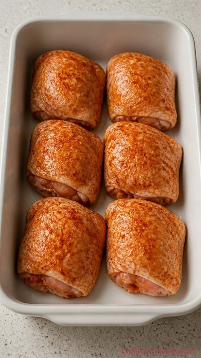 Juicy Oven Roasted Chicken Thighs with Crispy Skin Step 1: Season the Chicken